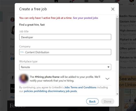 linkedin free job posting limit.